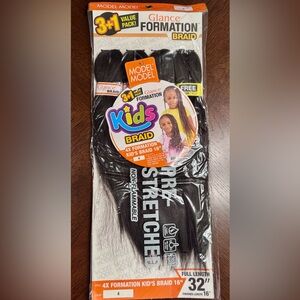 Pk of 2 Kids Braid 3+1 Pack - Brown 32” #4